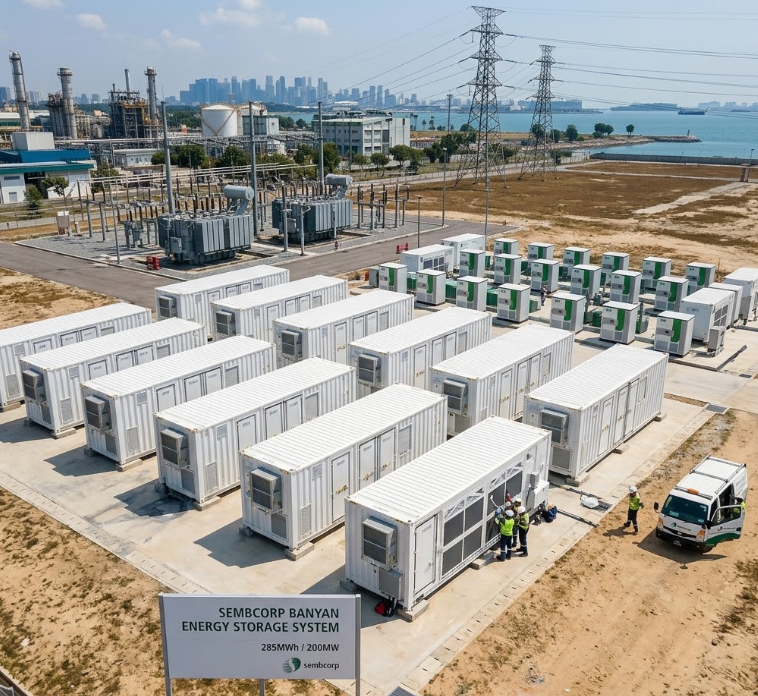 Large-scale industrial battery energy storage system supporting commercial renewable energy management