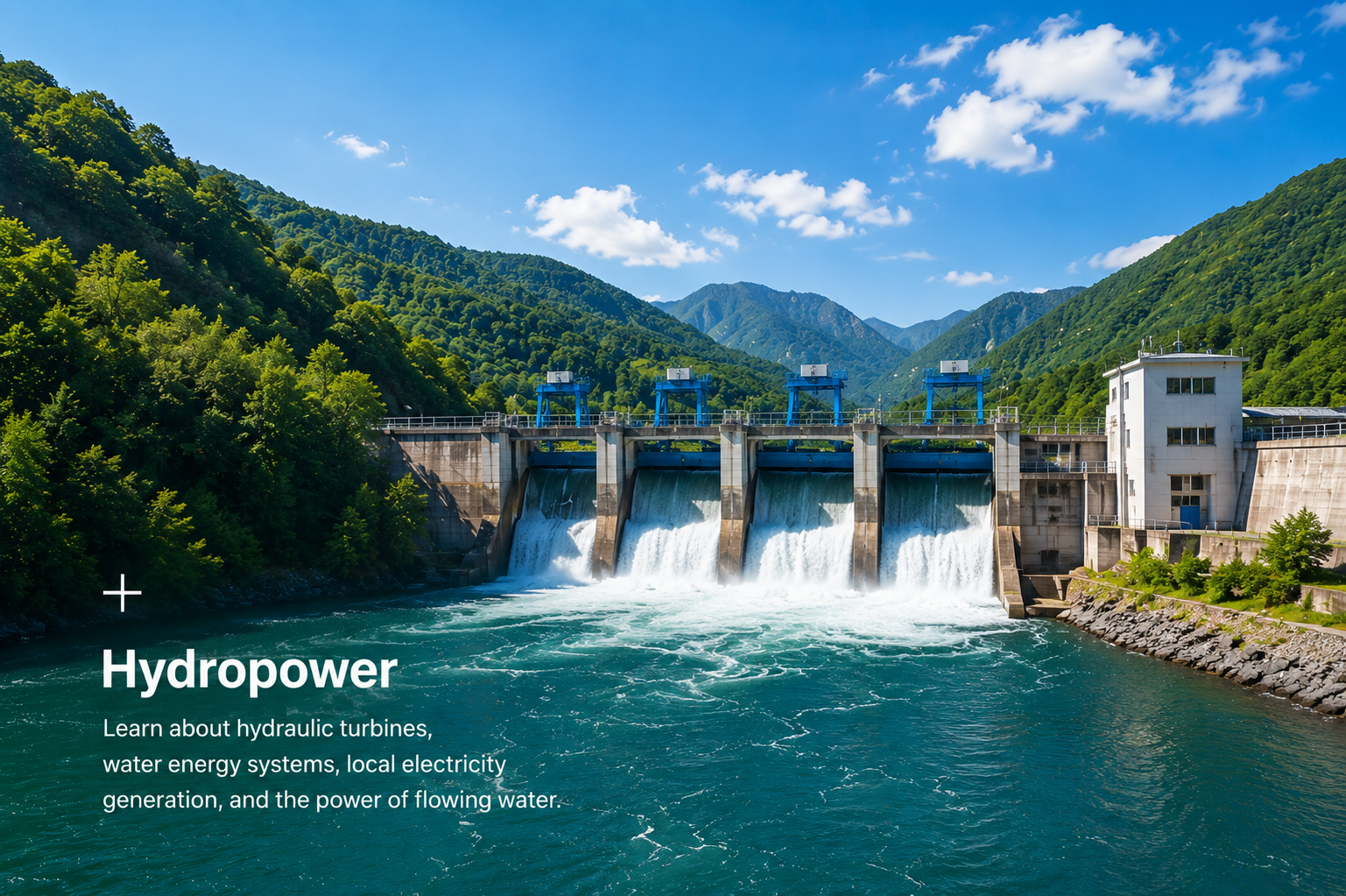 Hydropower topics about hydraulic turbines and local electricity