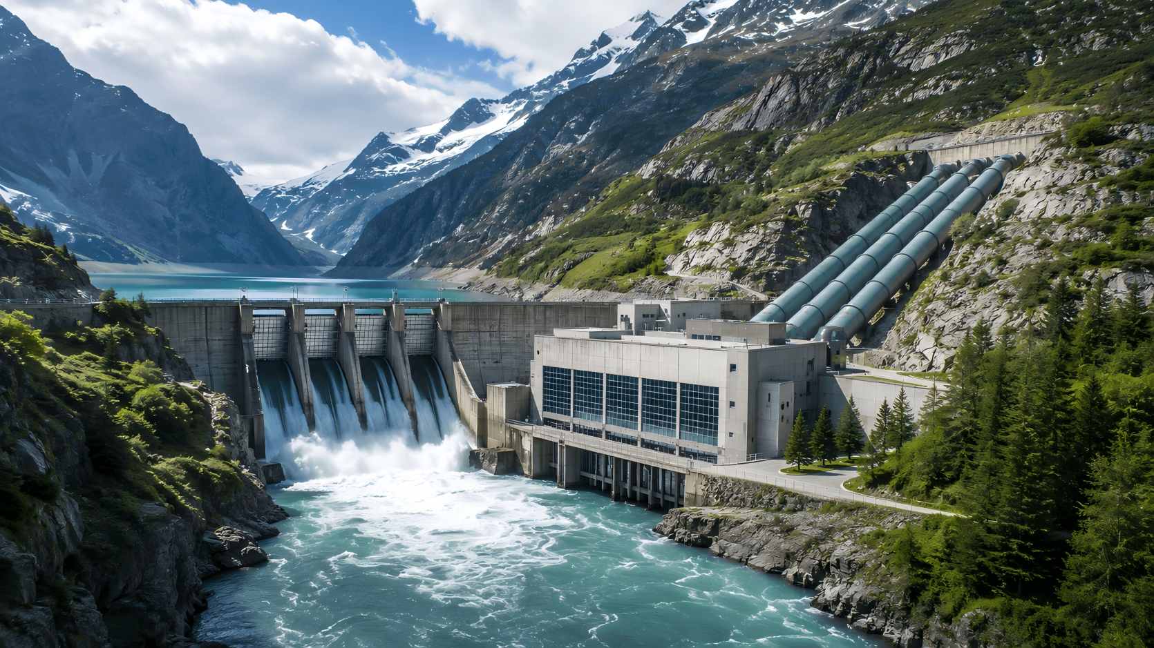 Hydraulic turbine system in a mountain hydropower plant